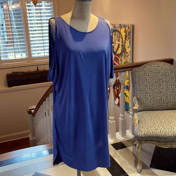 Lush flowey jersey dress, blue, sz M - Picture 1 of 4